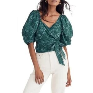 Madewell Seersucker Sweetheart Wrap Top - Woodland Floral 3X